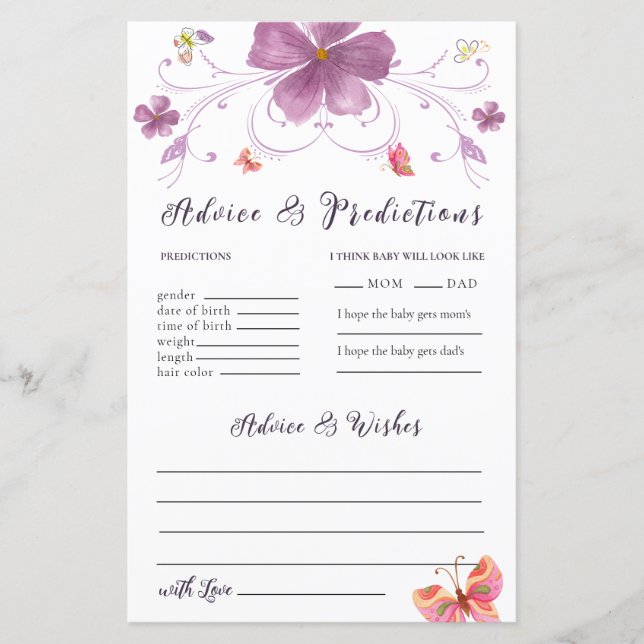 Besos de mariposa con tarjetas de consejo y predic (Anverso)