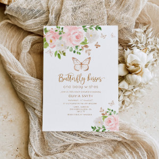 Besos de mariposa invitación a la ducha de bebé