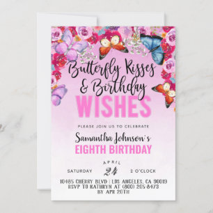 Besos de mariposa Invitación de cumpleaños