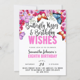 Besos de mariposa Invitación de cumpleaños