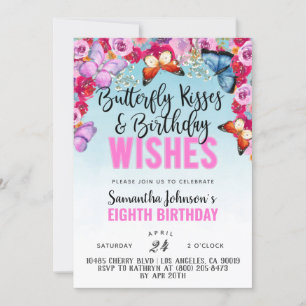 Besos de mariposa Invitación de cumpleaños
