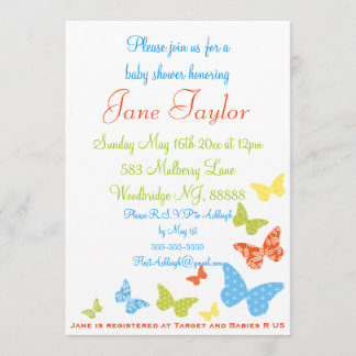 Besos de mariposa invitaciones a ducha para bebés