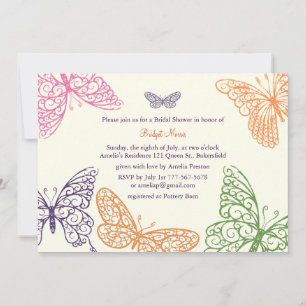 Besos de mariposa novia invitación al marfil