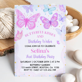 Besos de mariposa primera invitación de cumpleaños
