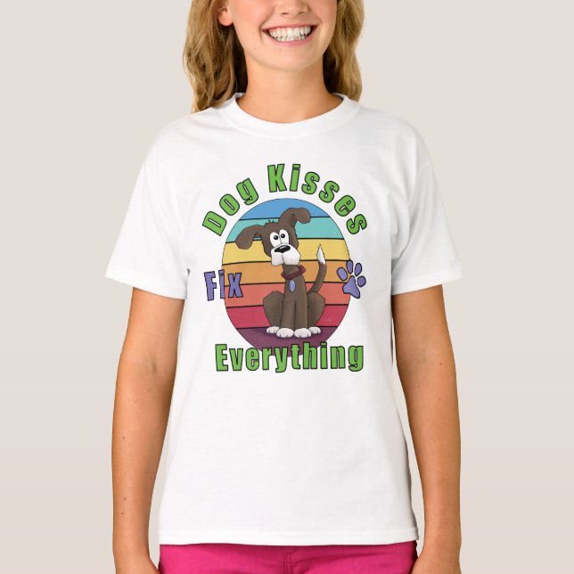Besos de perro arreglan todo la camiseta (Anverso)