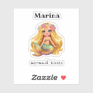 Besos de sirena pegatinas de nombres personalizada