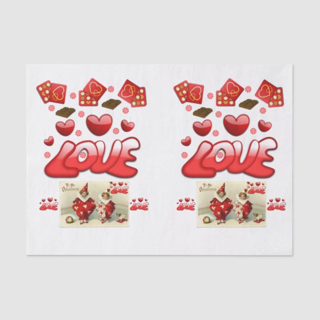 Besos decorativos de papel tisular valentinas (Anverso)