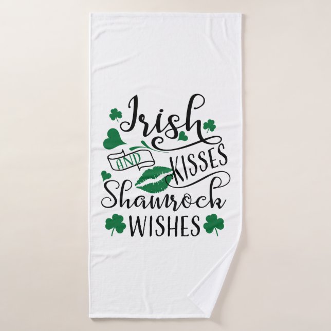 Besos irlandeses y deseos de Shamrock (Toalla de baño)