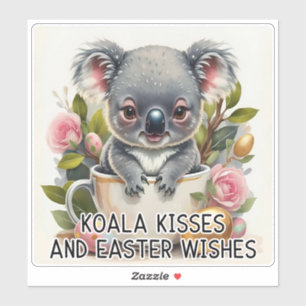 Besos Koala Y Deseos De Pascua - Pegatina De Pascu