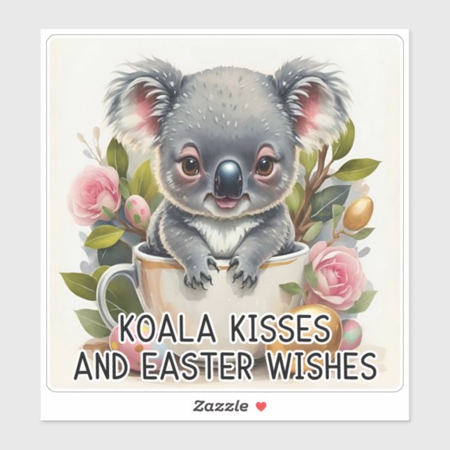Besos Koala Y Deseos De Pascua - Pegatina De Pascu (Hoja)