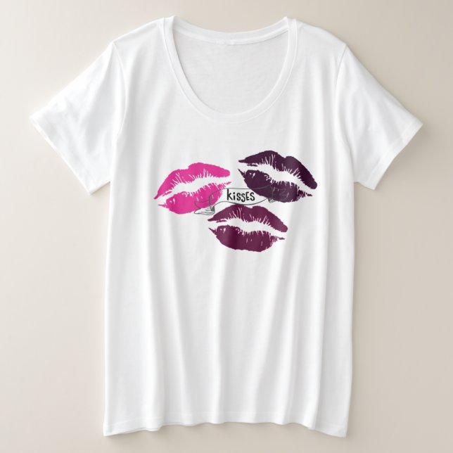 Besos Labios Morados Rosa Caliente Gráfico (Anverso del diseño)