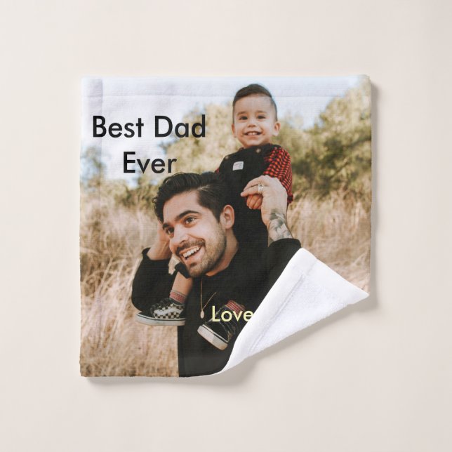 Best dad ever father's dad gift photo name simple  (Toallita)