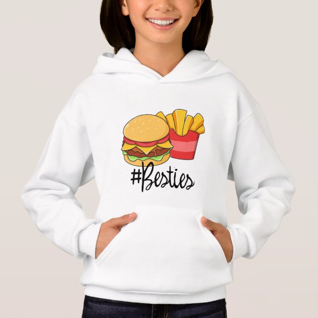 Best Friends Kids Hoodie Hamburger Fries Besties (Anverso)