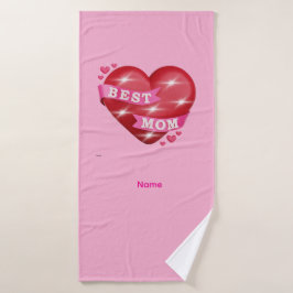 Best Mom 3D Glossy Red Heart Mother's Day Gif