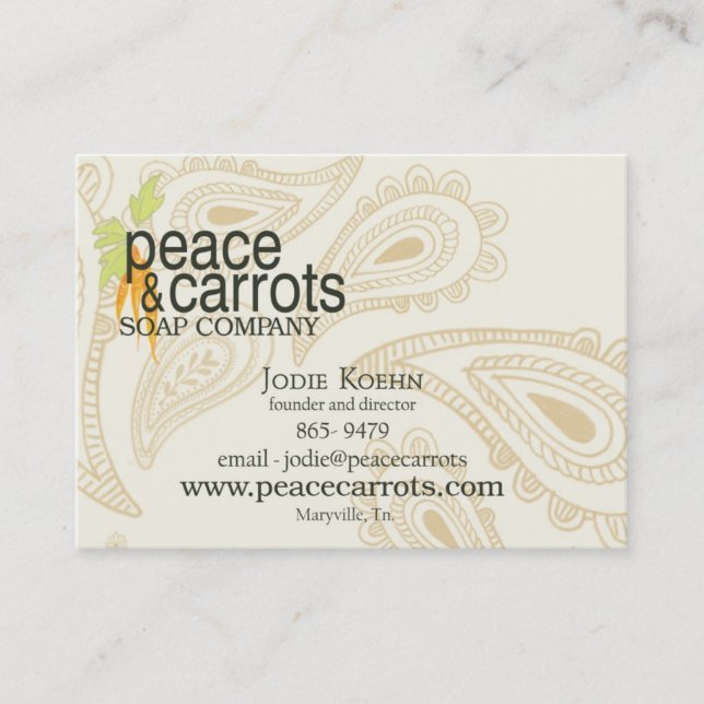 Best Peace y tarjeta de visita de Carrots Soap (Anverso)