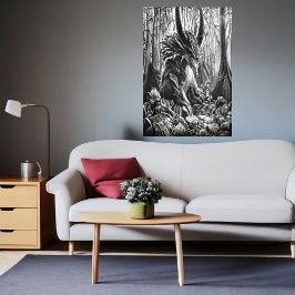 bestia de arte blanco y negro en el bosque | Arte