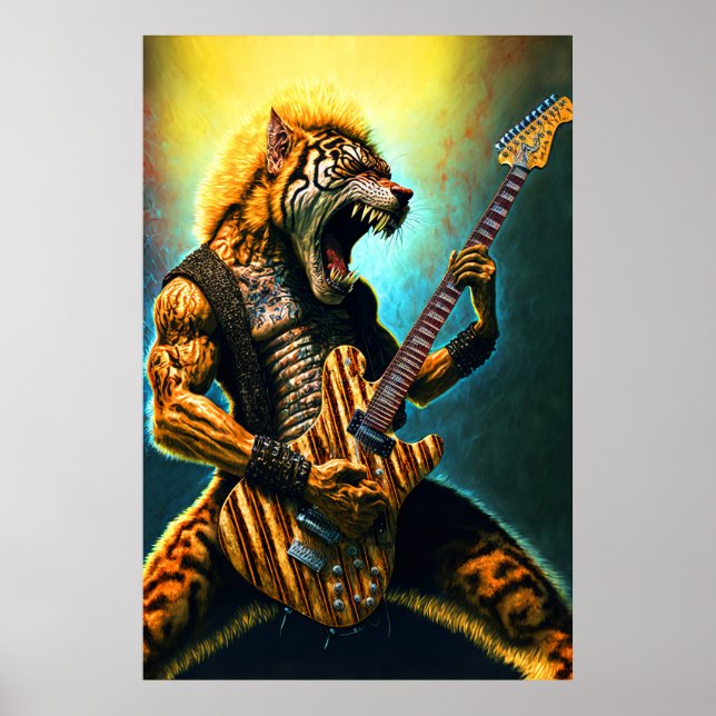 Bestia de guitarra - Impresión de Posters de tigre (Frente)
