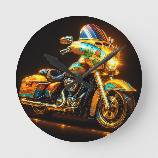 "Bestia de Neon Road - Reloj de pared de motocicle (Anverso)