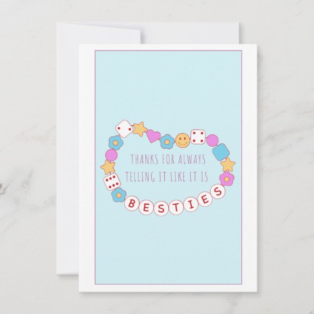 Bestie Cita Cute Pastel Tarjeta Galentina Estética (Anverso)