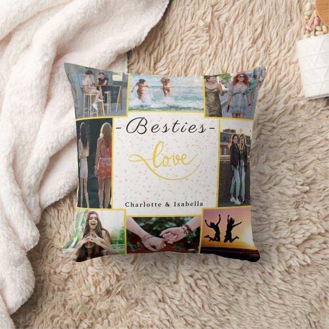 Besties Love | Personalizado 8-foto almohada (Manta)