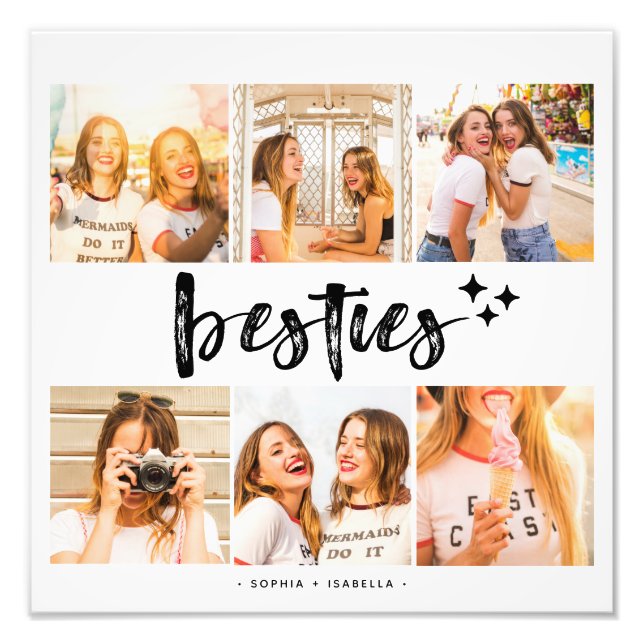 Besties Mejor Collage de fotos de Amigos Poster (Frente)