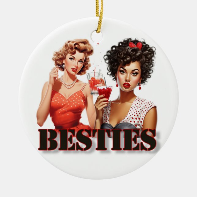Besties navidad adorno divertido (Frente)
