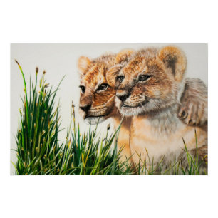 Bestis cachorros de león poster brillante