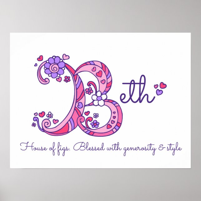 Beth B nombre inicial de arte del doodle que signi (Frente)