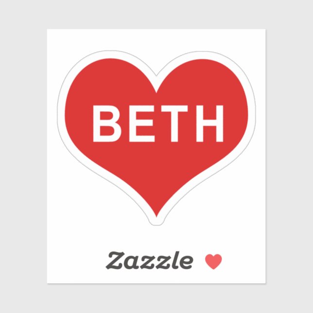 BETH NAME Red Love Heart Vinyl Pegatina (Hoja)