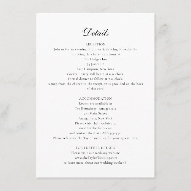 Bethany Boda Detalles Tarjeta de gabinete con mapa (Anverso)