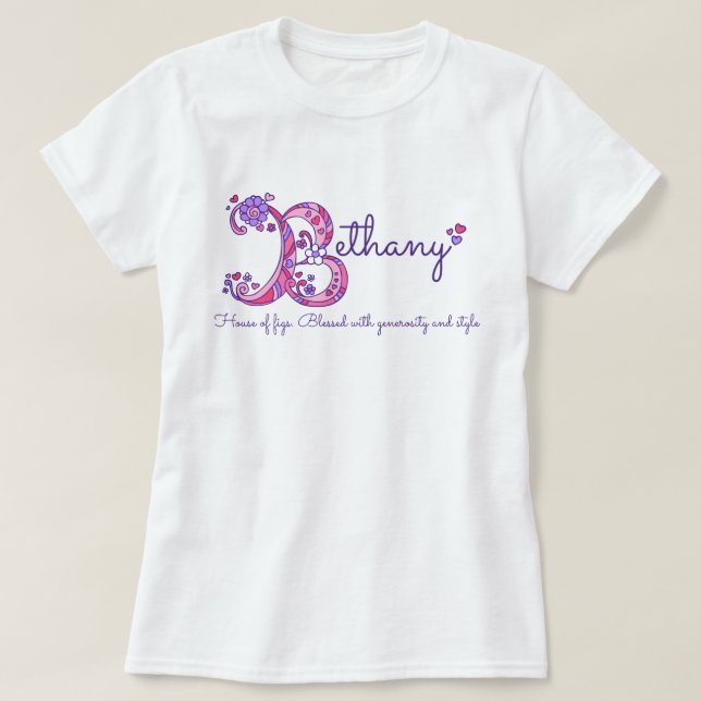 Bethany chicas B nombre que significa camisa monog (Diseño del anverso)