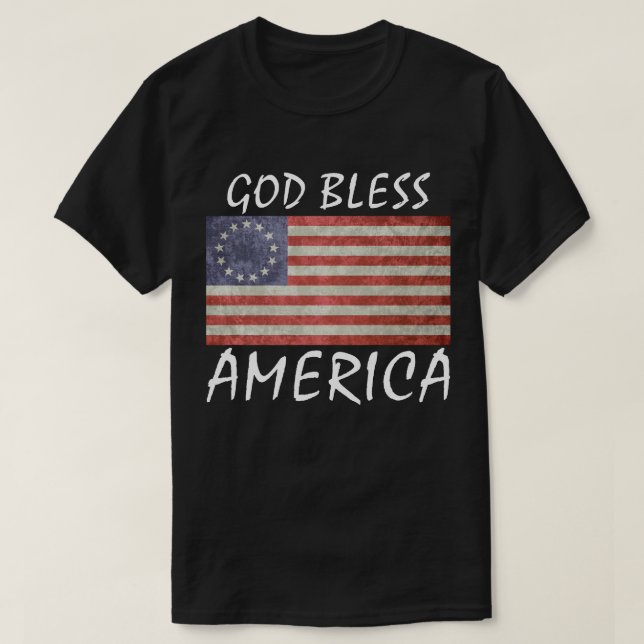 Betsy Ross Bandera dios bendice la camiseta de Est (Diseño del anverso)