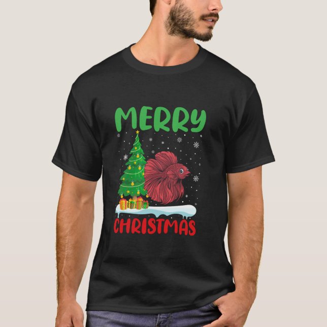 Betta Fish Tree Xmas Sweater Men Ugly Christ (Anverso)