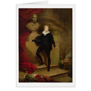 Betty principal como Hamlet antes de un busto de