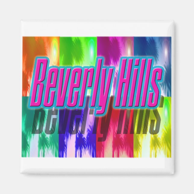 "Beverly Hills" colorido imán de palmeras (Frente)