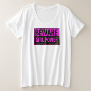 BEWARE Chica Power - Rótulo rosado de peligro Meta