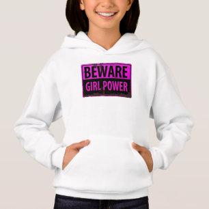 BEWARE Chica Power - Rótulo rosado de peligro Meta