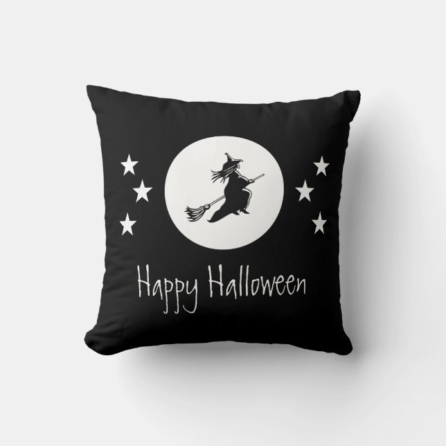 Bewitando la almohada de Halloween, negra (Anverso)