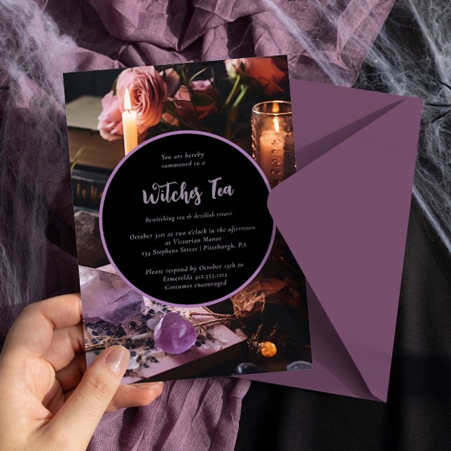 Bewitching Halloween Witness Tea Party Invitación (Witches Tea Halloween Invitation)