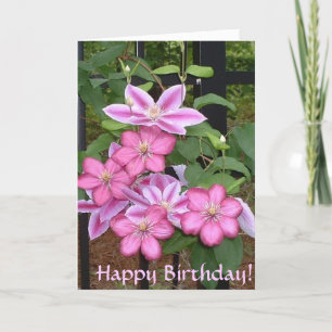 BG - ¡Feliz cumpleaños! Tarjeta Clematis Rosa