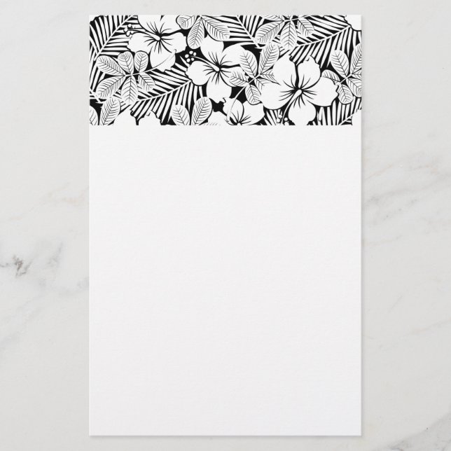 Bhibisco blanco y hojas de palmera (Anverso)