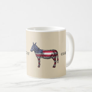 Bi-partisan, elefante y burro coexisten tazas de c