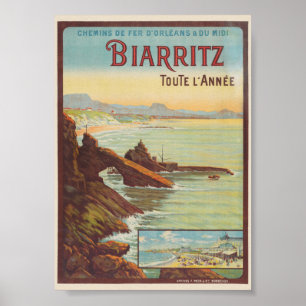 Biarritz todo el año Francia Póster Vintage 1914