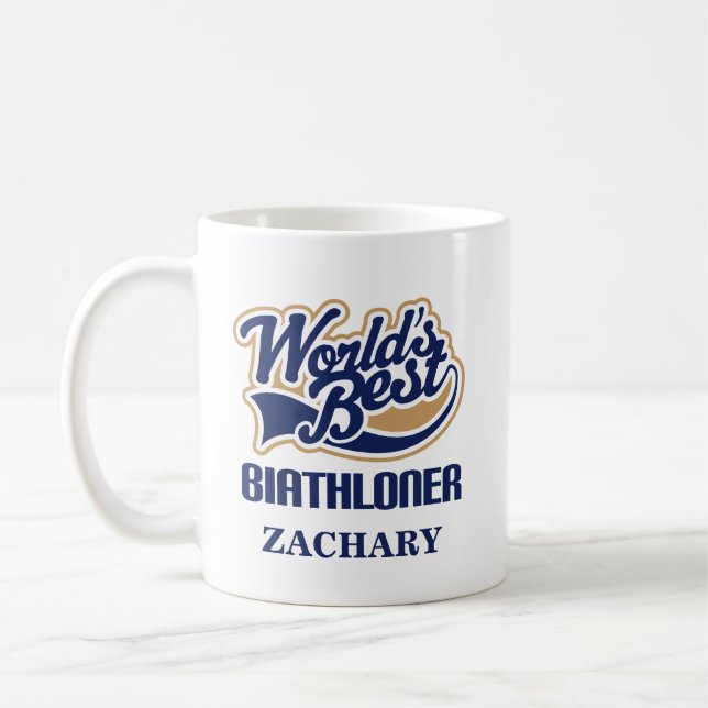 Biathloner personalizó el regalo de la taza (Izquierda)