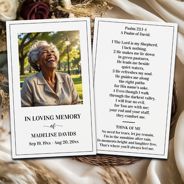 Bible Psalm Memorial Photo Prayer Card (Subido por el creador)