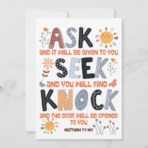 Biblia de la tarjeta de escritura Mateo 7:7