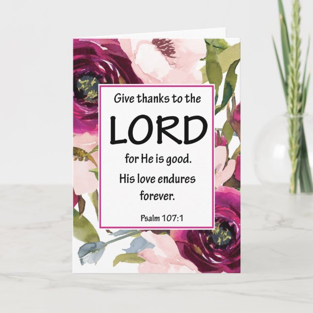 Biblia floral Verse Gracias tarjeta doblada (Anverso)