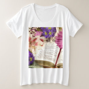 Biblia floral Verse Plus T-Shirt cristiana tamaño