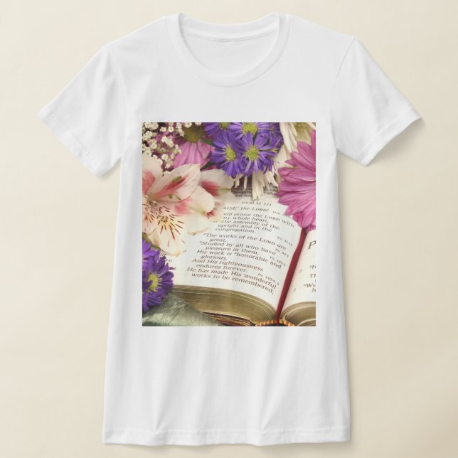 Biblia floral Verse Tee Camiseta delgada para muje (Distribución)