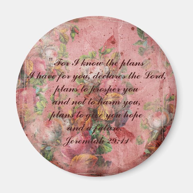 Biblia Jeremías 29:11 imán (Frente)